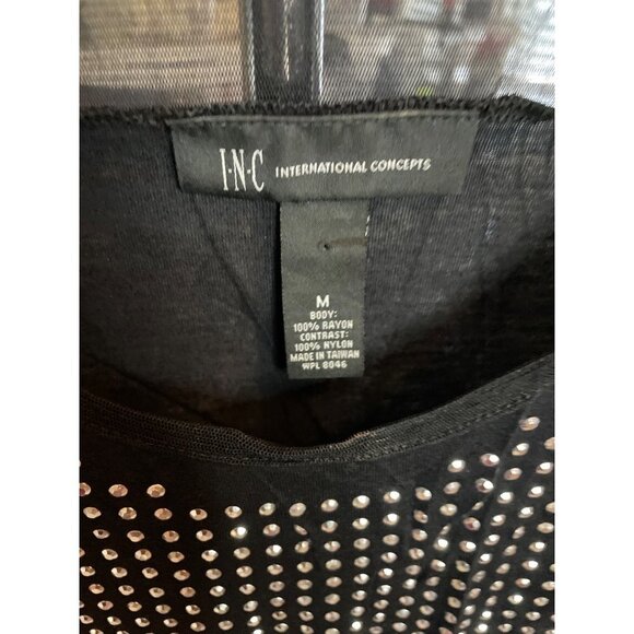 INC Black Sleeveless Sheer Back Sparkle Tunic Tank Blouse Sz M - Picture 5 of 11
